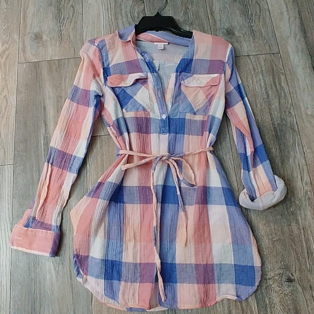 Isabel Maternity Plaid Shirt/Tunic XS